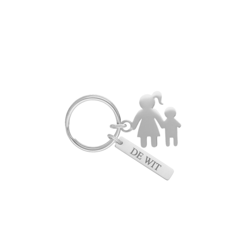 Sleutelhanger moeder en kind met naam