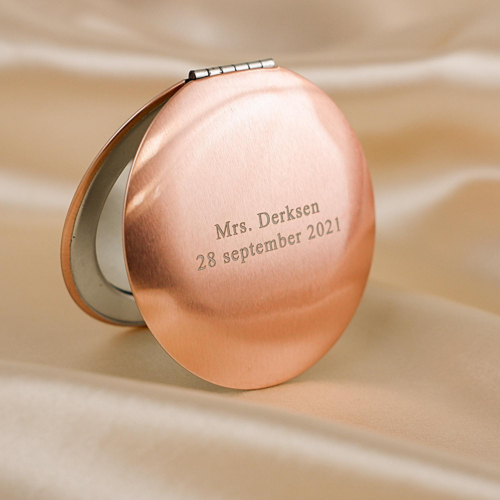 Graveerbaar Spiegeltje Rose Goud Kleurig