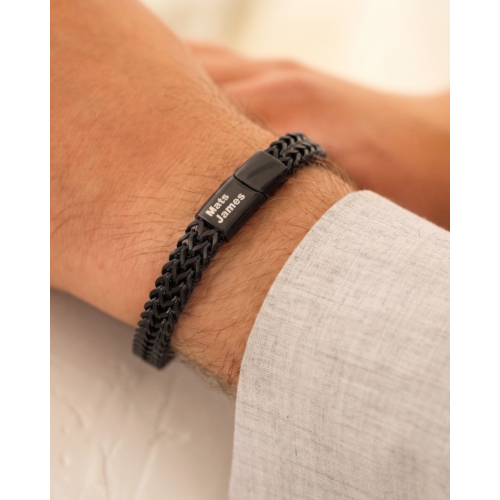 Graveerbare schakelarmband heren zwart