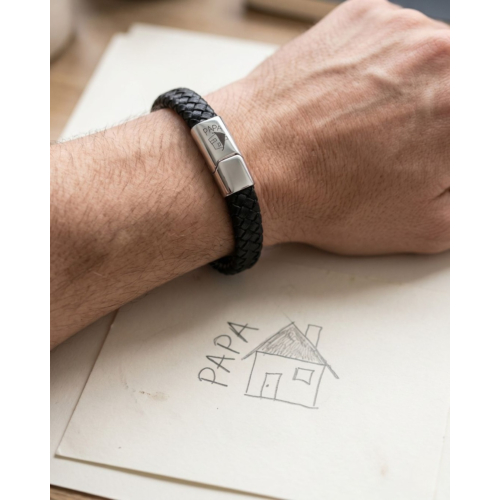 Leren mannen armband met handschrift