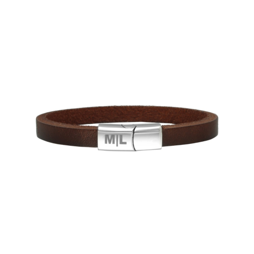 Heren armband leer graveren bruin