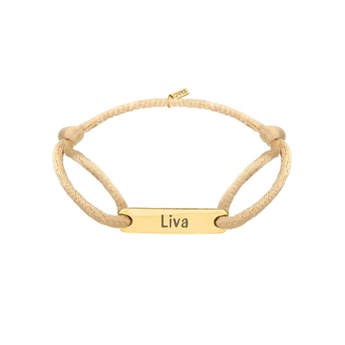 Satin initial armband kids nude goldplated
