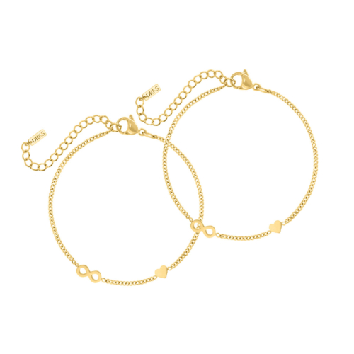 Moeder & dochter armband infinity & heart goudkleurig