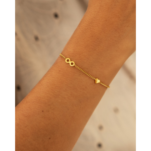 Kinder armband infinity & heart goudkleurig
