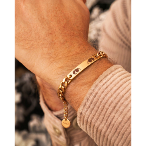 Graveerbare mannen armband met ogen goudkleurig