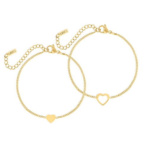 Moeder en dochter armbanden hartjes in goud