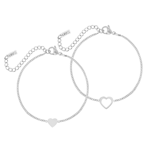Moeder en dochter armbanden hartjes zilver
