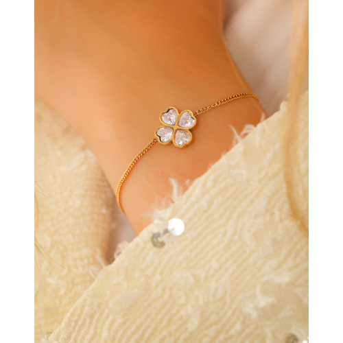 Lucky clover armband goudkleurig