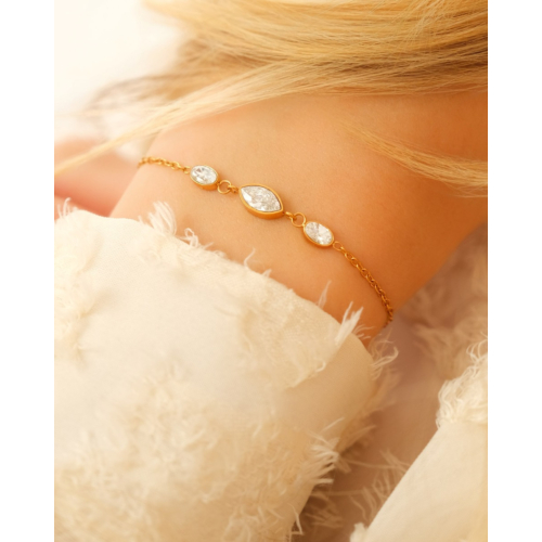 Shiny armband met steentjes goudkleurig