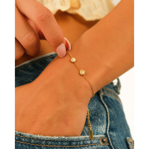 Loved ones armband 2 steentjes goudkleurig