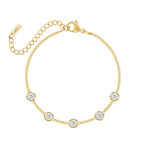 Loved ones armband 5 steentjes goudkleurig