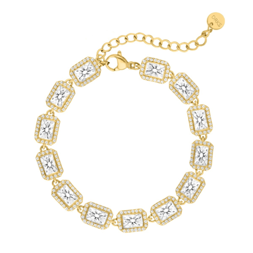 Luxe steentjes armband rechthoek goudkleurig