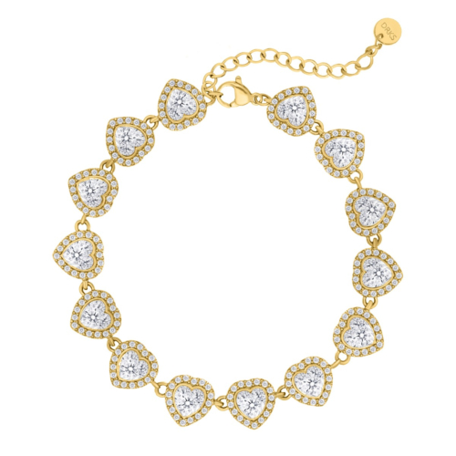 Luxe steentjes armband hartjes goudkleurig