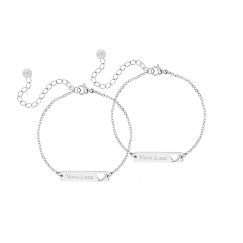 Moeder & dochter armband graveerbare bar