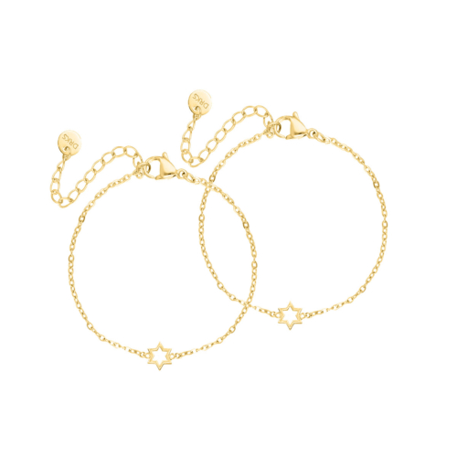 Moeder & dochter star armband goudkleurig