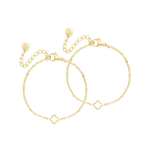 Moeder & dochter little clover armband goudkleurig