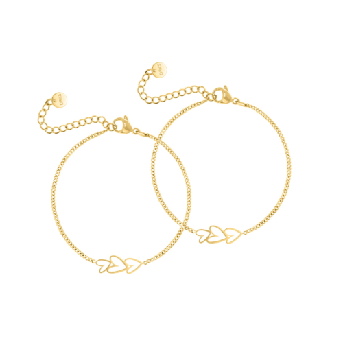 Moeder & dochter armband triple heart goudkleurig