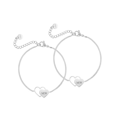 Graveerbare moeder & dochter armband duo love