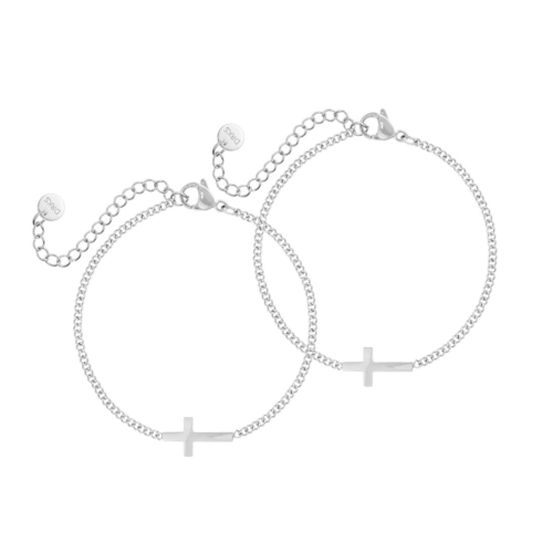 Moeder en dochter armband kruisjes zilver