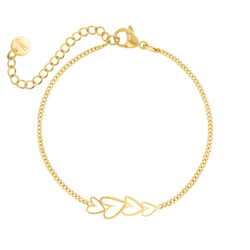 Kids armband love heart goudkleurig