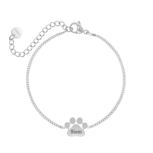 Graveerbare kattenpoot armband