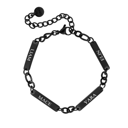 Heren armband met namen zwart