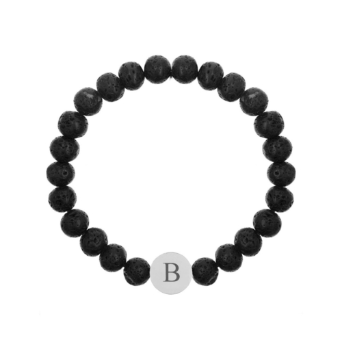 Heren armband met kralen 1 initiaal