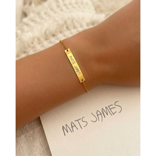 Handschrift armband bar goudkleurig