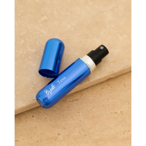 Parfumverstuiver met naam bruid blauw