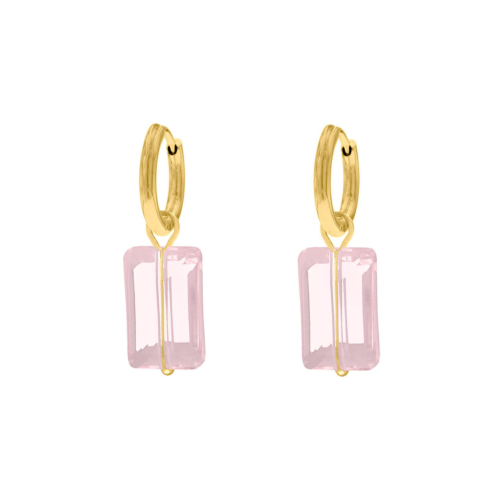 Oorbellen met roze steen kleur goud