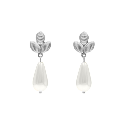 Bruids oorbellen met parels zilver 