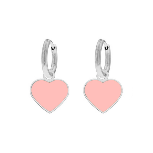Pink heart kinder oorbellen