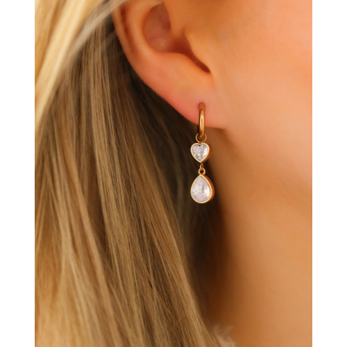 Luxe oorbellen hartjes & druppel goudkleurig