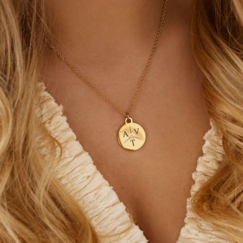 Ketting 3 initialen steentje kleur goud
