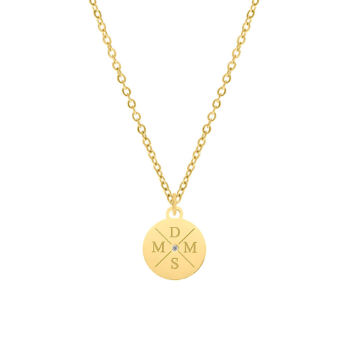 Ketting 4 initialen steentje kleur goud