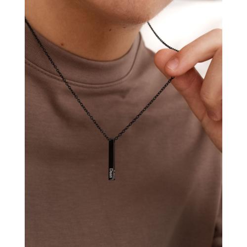 Heren ketting met naam zwart