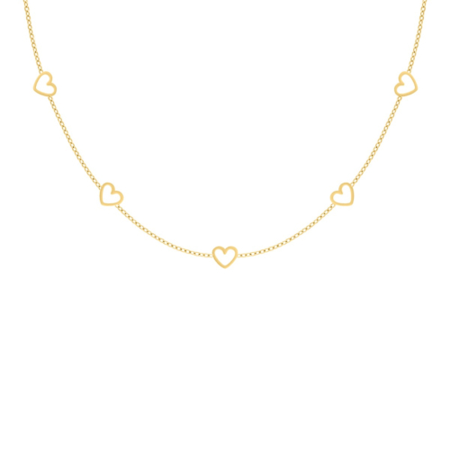 Ketting met 5 hartjes goudkleurig