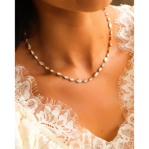 Ketting luxe druppel steentjes goudkleurig