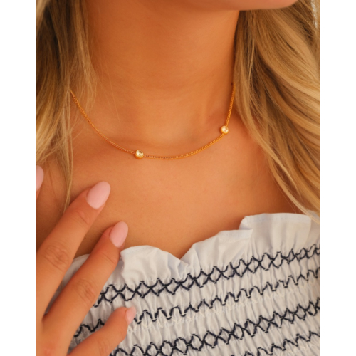Loved ones ketting 2 steentjes goudkleurig