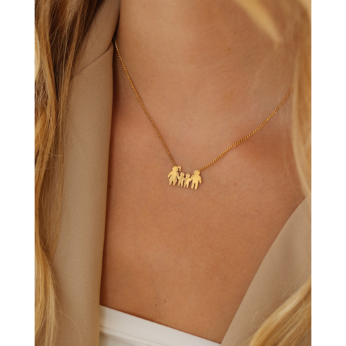 Ketting man vrouw en twee kinderen goudkleurig