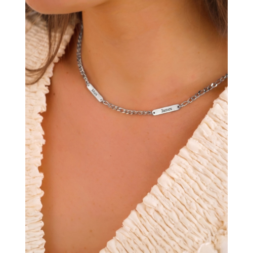 Graveerbare schakelketting met namen