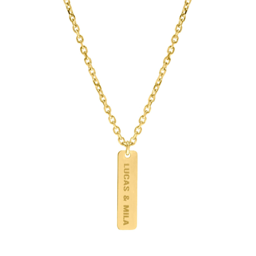 Heren ketting met tekst goud