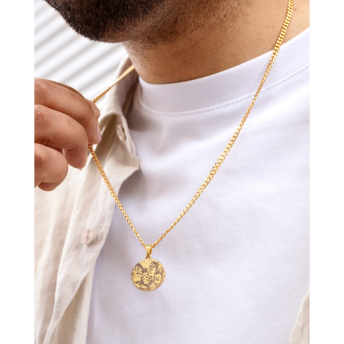 Heren foto ketting comic goudkleurig