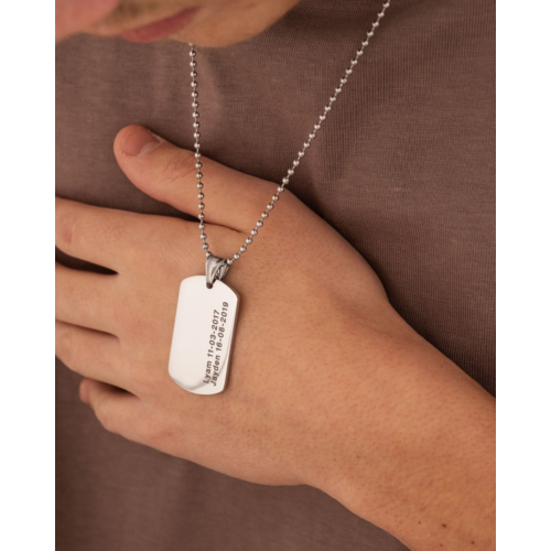 Dog tag ketting mannen met naam zilverkleurig