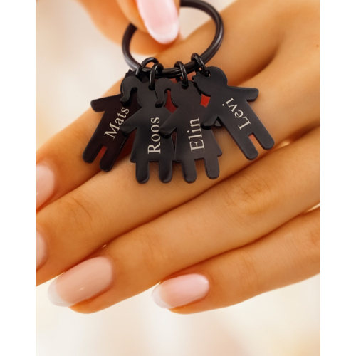 Sleutelhanger kids met naam zwart