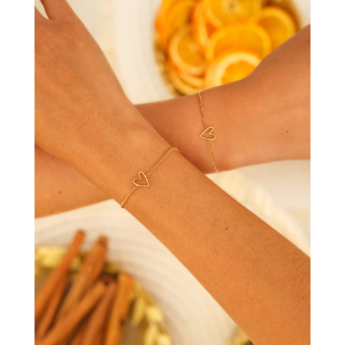 Moeder & dochter armband met hartje goudkleurig