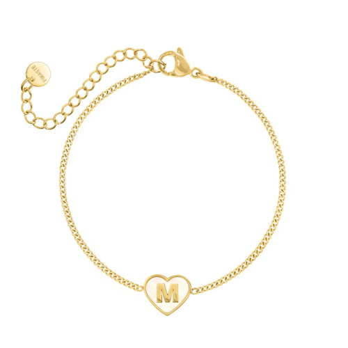 Letter armband luxury heart goudkleurig