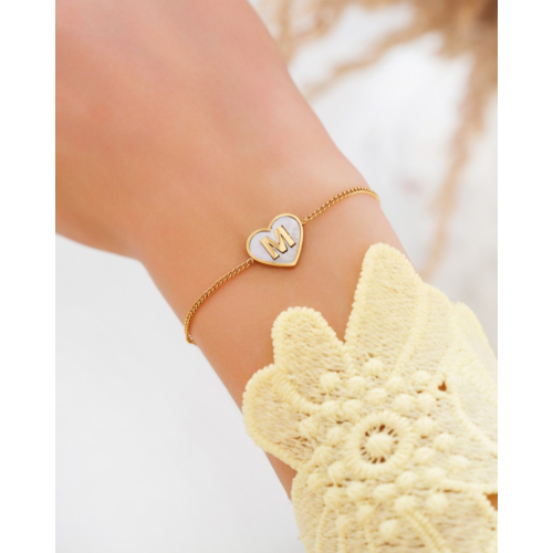 Letter armband luxury heart goudkleurig