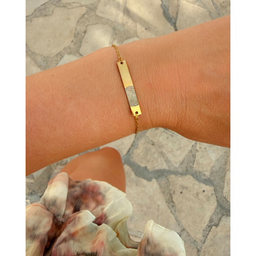 Vingerafdruk armband bar goudkleurig