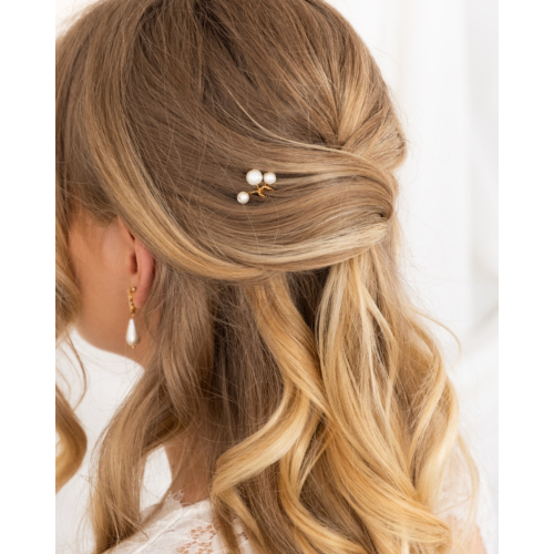 Haarpin met parels small goudkleurig